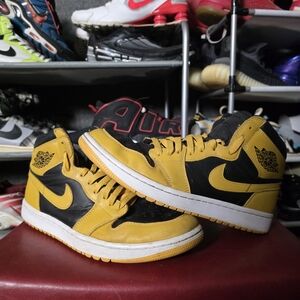 🔥 Nike Men's Jordan 1 Pollen Black Yellow Athletic Shoes Size 11 Wow! GOLF Ed.